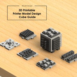 Digital Render of a 3D printable printer model design cube guide by 3DWhip